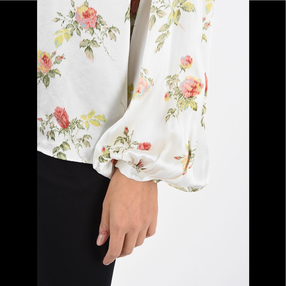 R13 floral-print silk blouse. color Ecru. Size XS. - Picture 13 of 13
